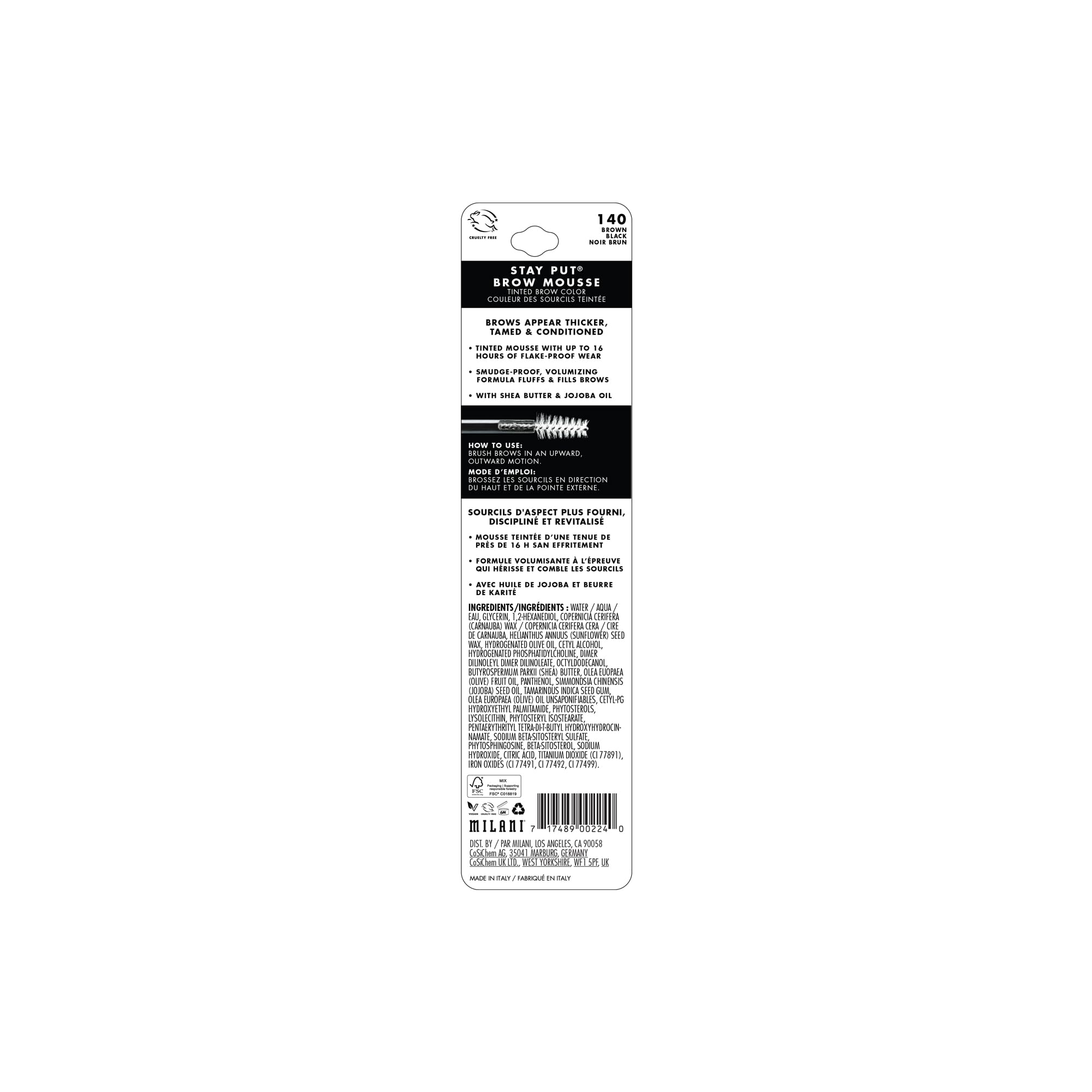 Milani Brow Tint- Stay Put Tinted Brow Mousse, Nourishing, High-Pigment infused with Shea Butter, Jojoba Seed Oil & Panthenol Vitamin B5 - Brown Black - Image 4