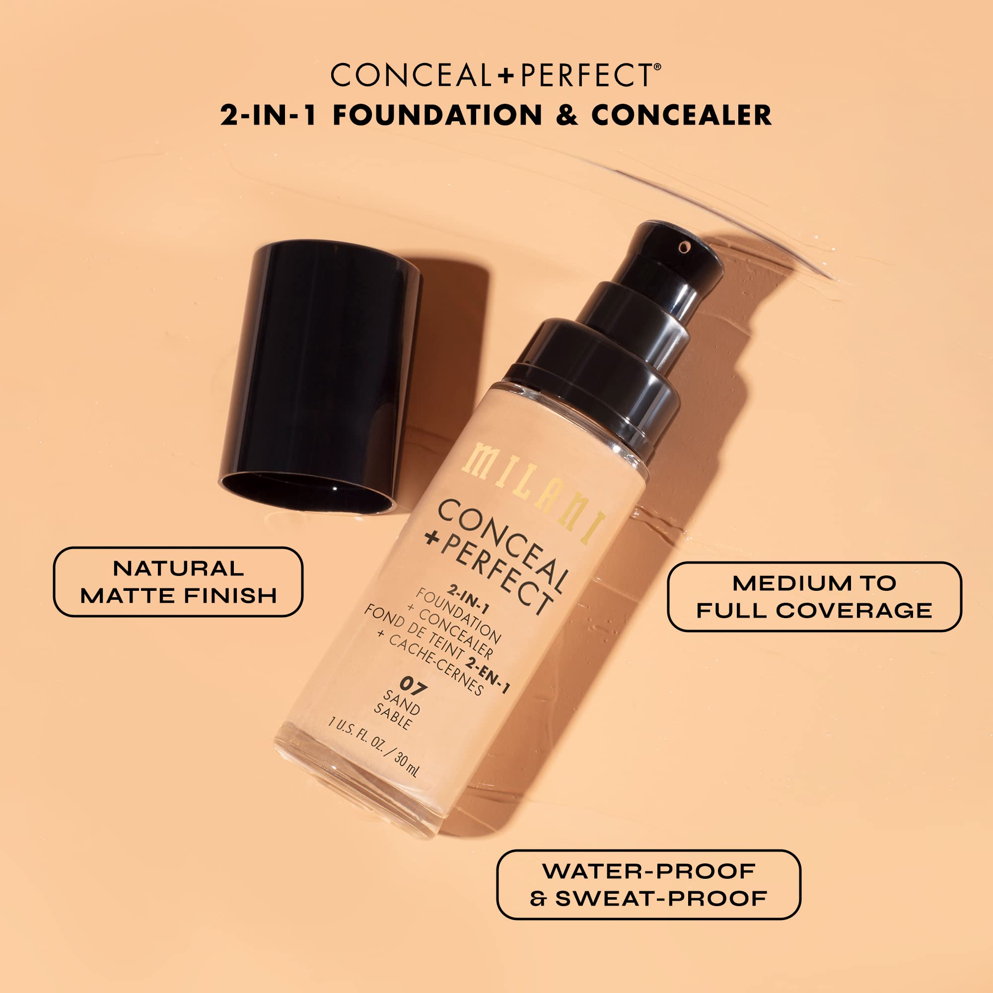 Milani Conceal + Perfect Liquid Foundation - Light Natural, 1 Fl. Oz. - Image 6